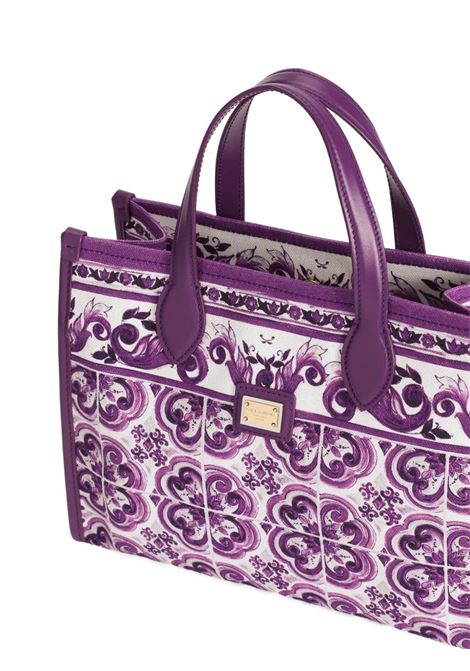 Borsa a Mano in Canvas Stampato Maiolica Viola DOLCE & GABBANA KIDS | EB0252-A7131I03TN